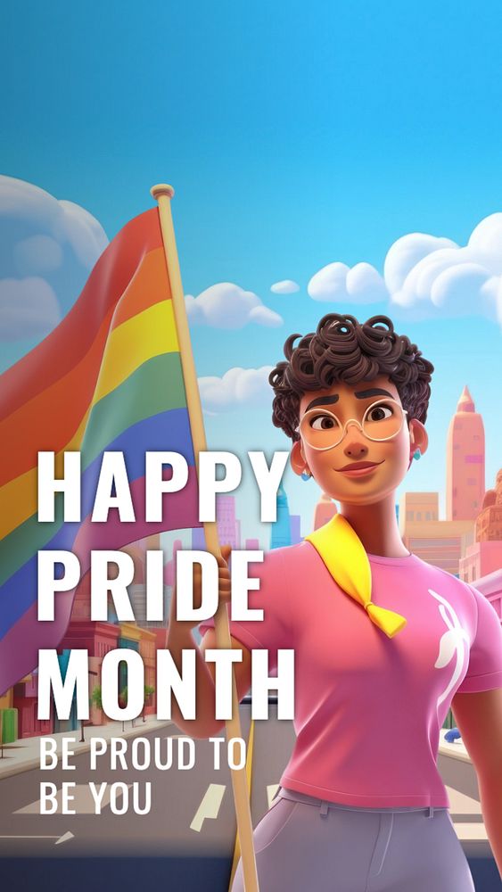 Happy pride month Instagram story template, editable text