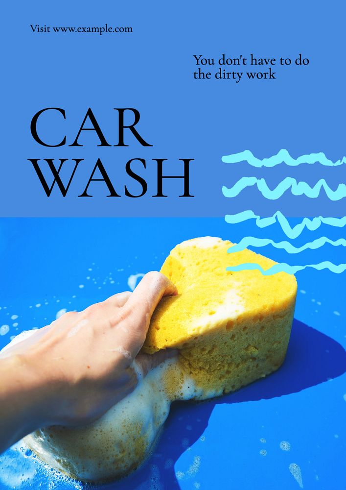 Car wash poster template, editable text and design