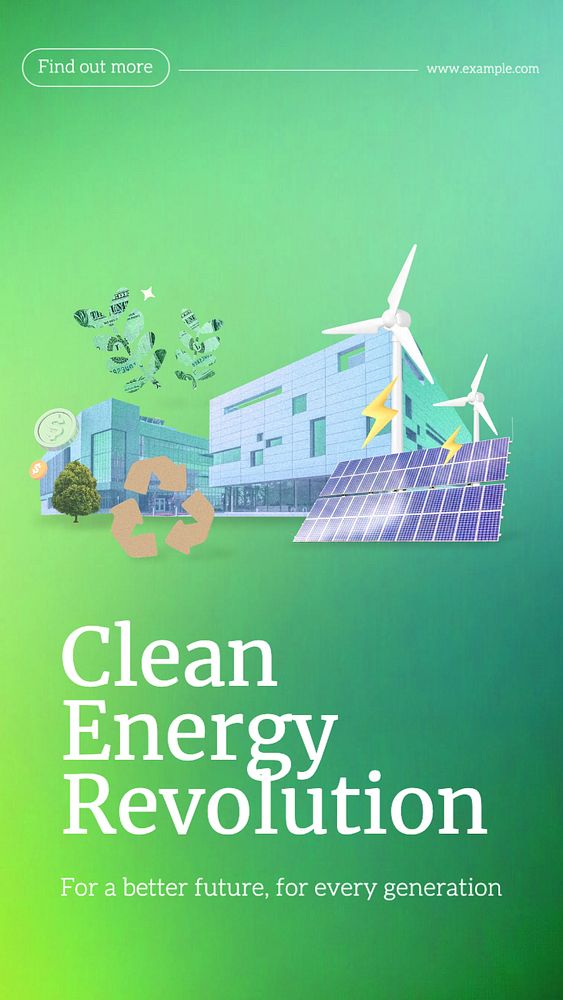 Clean energy revolution Instagram story template, editable text