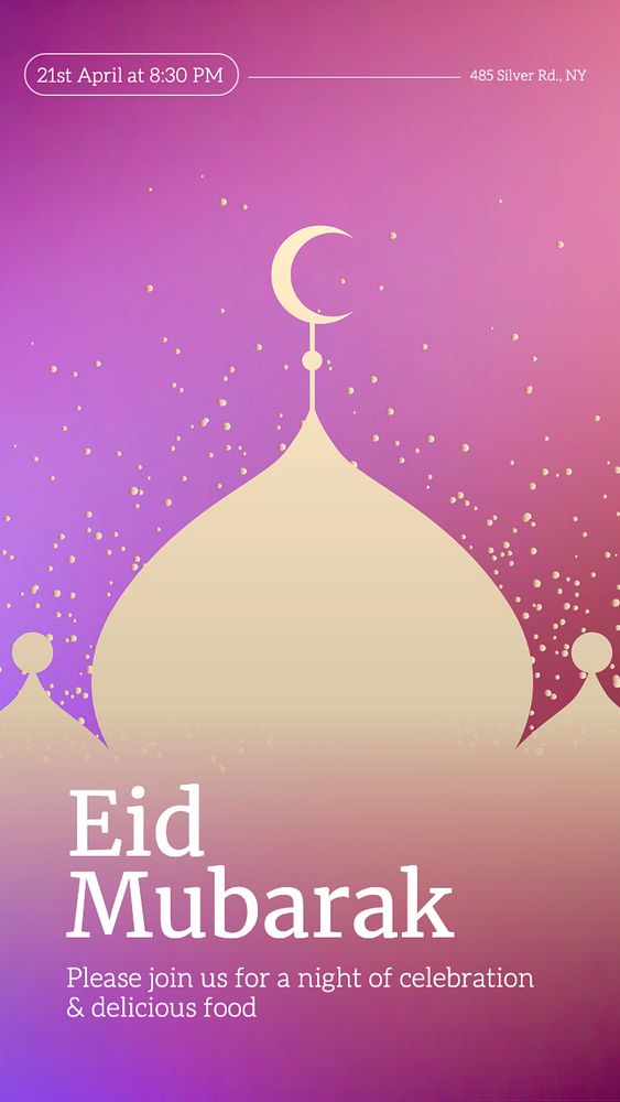 Eid Mubarak Instagram story template, editable text