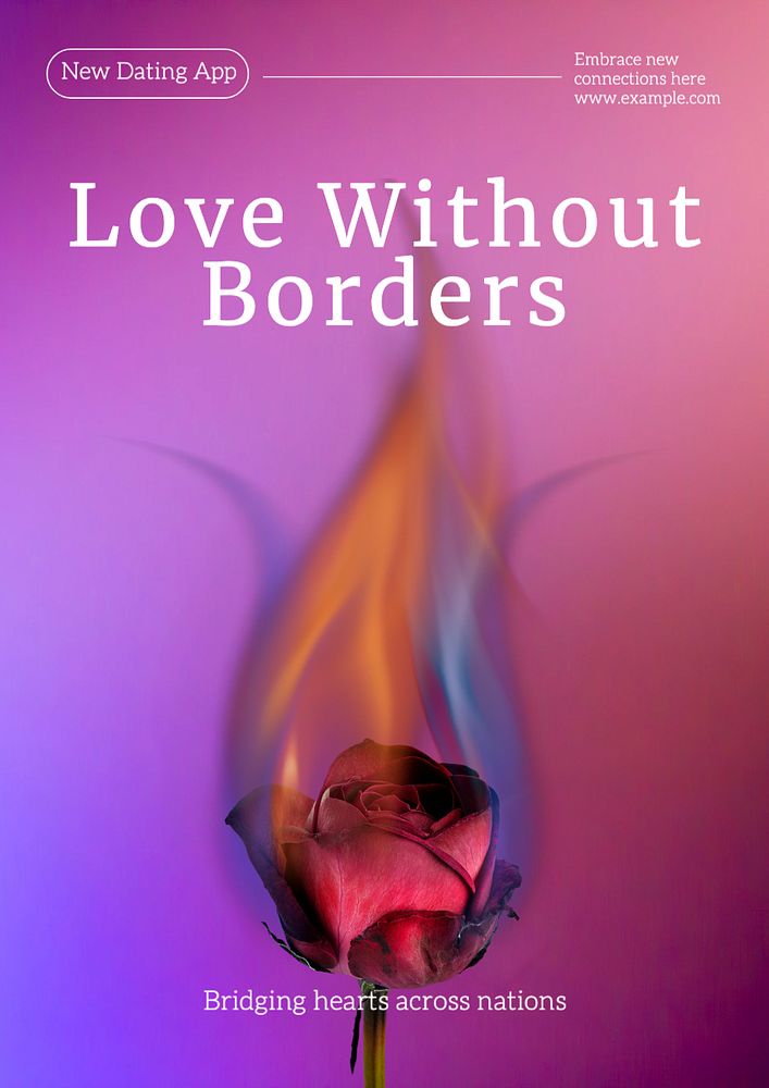 Love without borders poster template, editable text and design