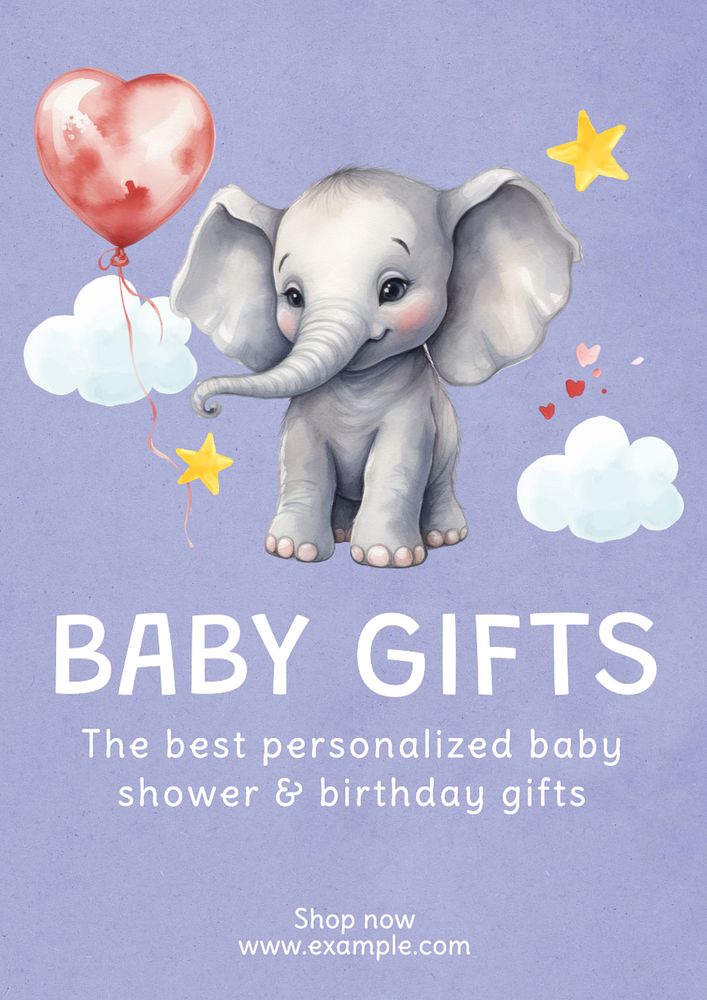 Baby gifts poster template, editable text and design