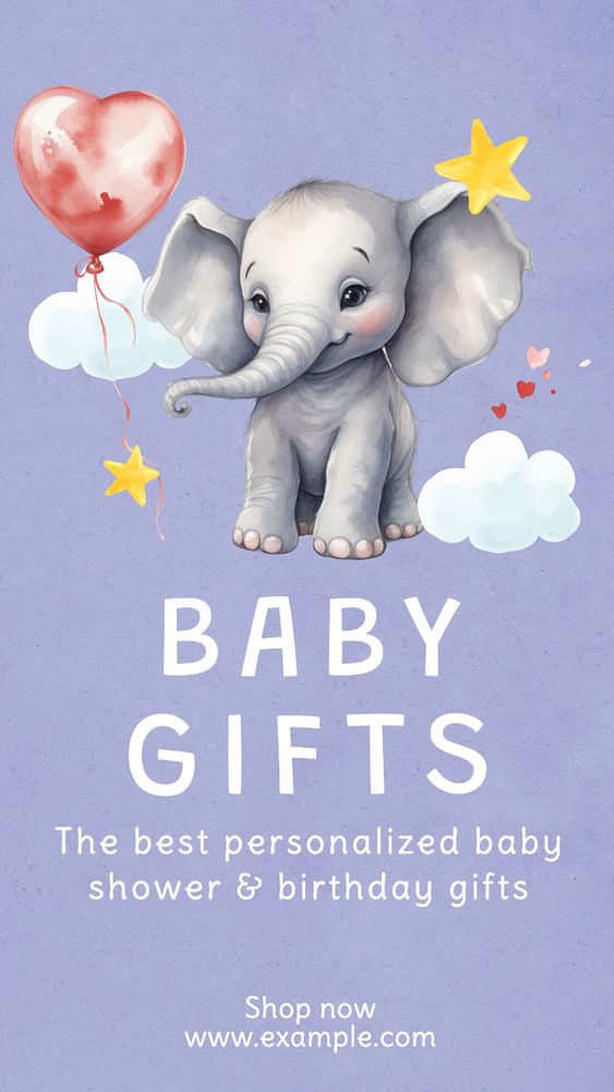 Baby gifts Facebook story template, editable design