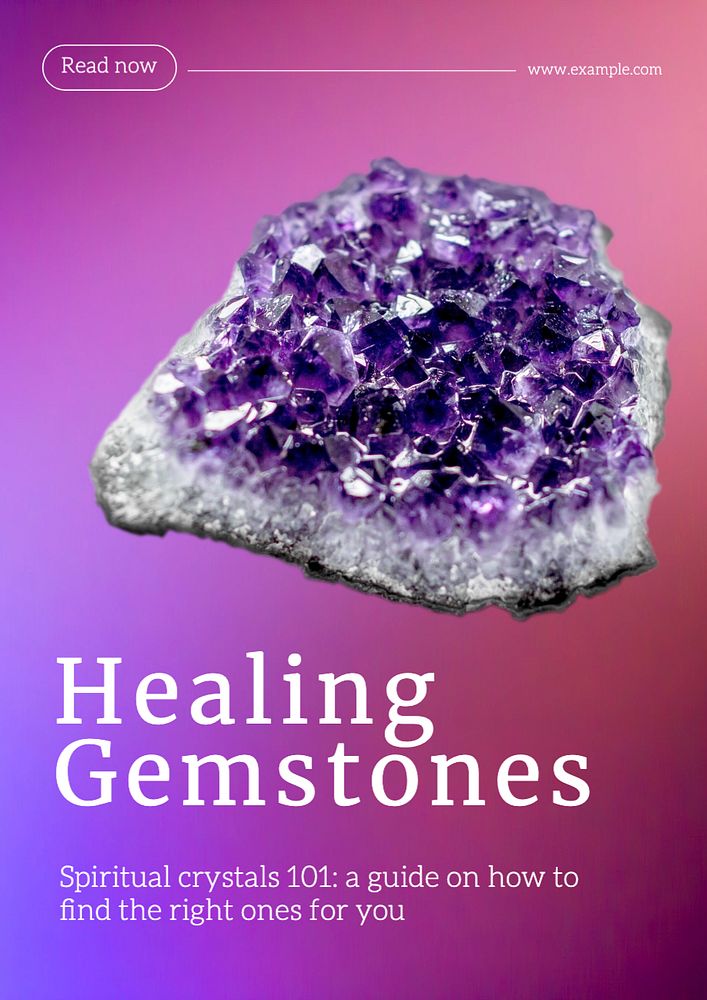 Healing & spiritual gemstones poster template, editable text and design