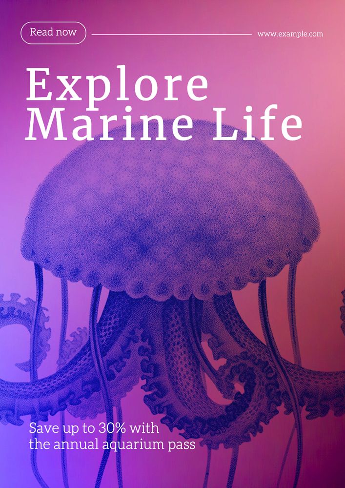 Explore marine life poster template, editable text and design