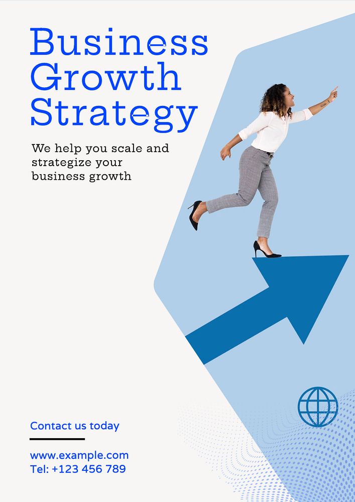 Business growth poster template, editable text and design