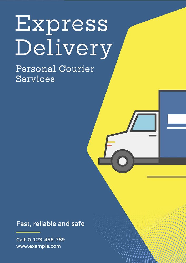 Courier services poster template, editable text and design