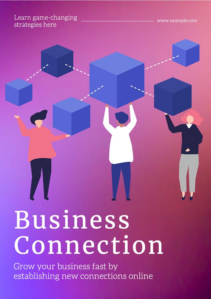 Business connection poster template, editable text and design