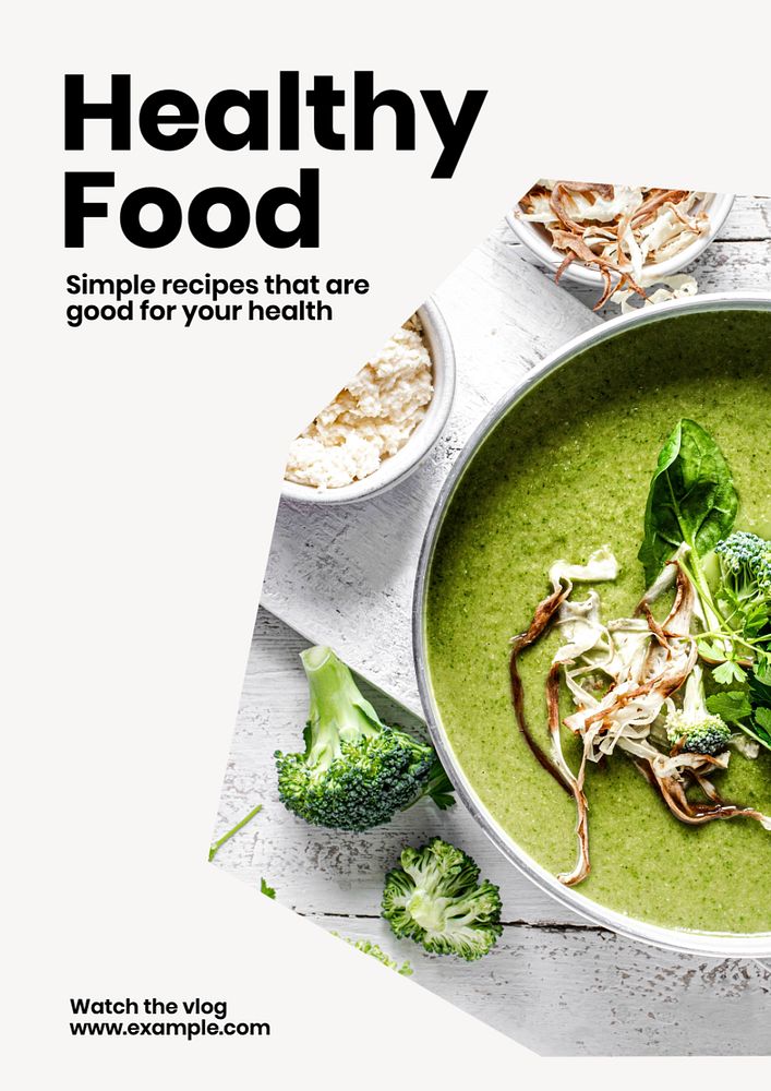 Healthy food poster template, editable text and design