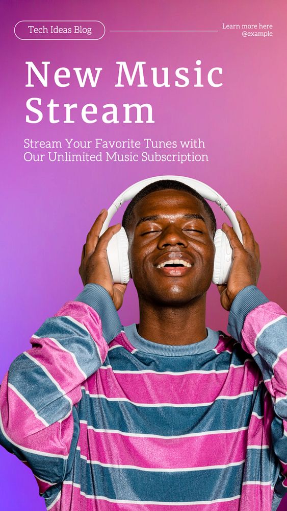 Music stream Instagram story template, editable text