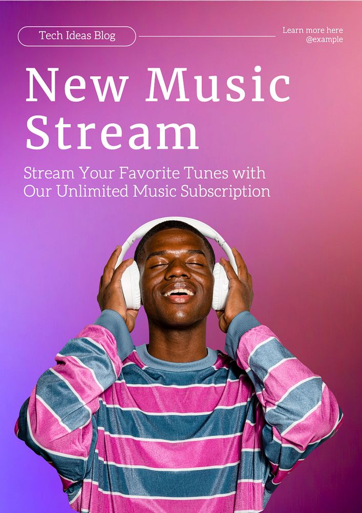 Music stream poster template, editable text and design