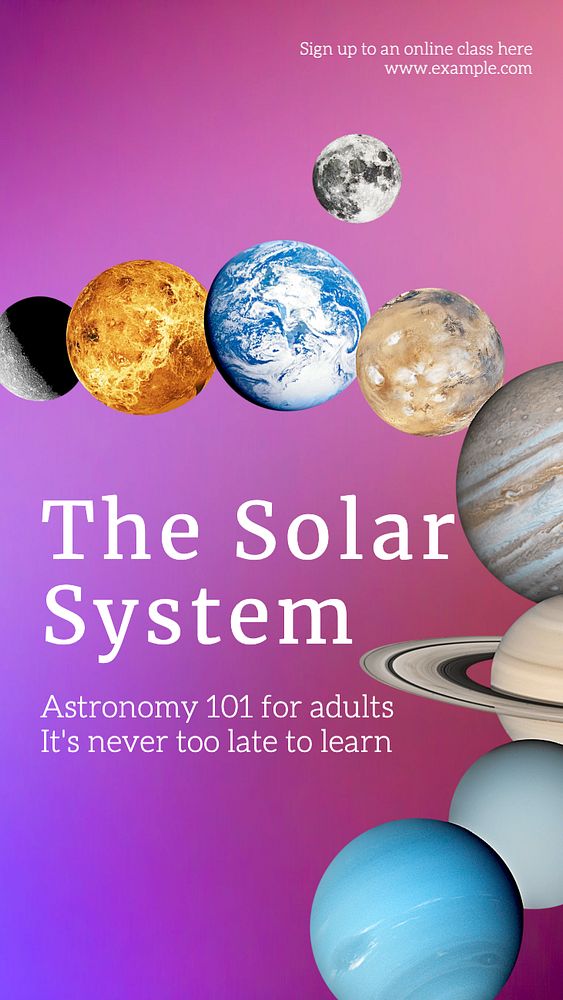 Solar system class Instagram story template, editable text