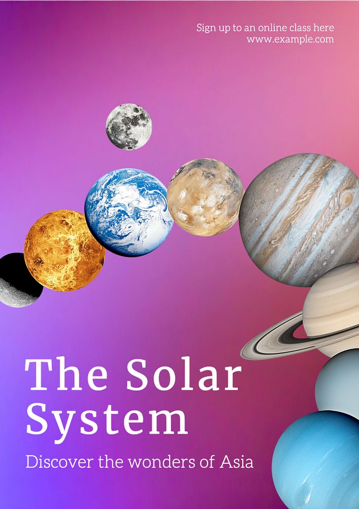 Solar system class poster template, editable text and design