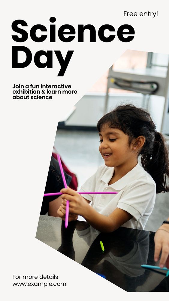 Science day exhibition Instagram story template, editable text