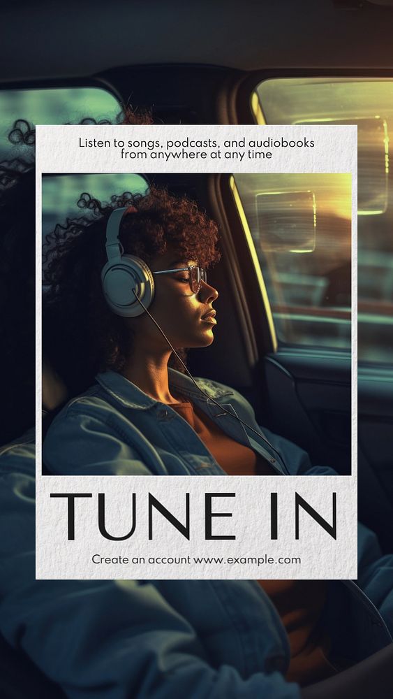 Tune in Instagram story template, editable text