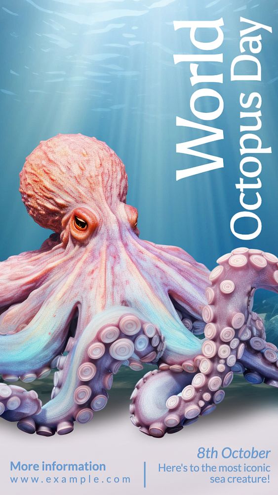 World octopus day Instagram story template, editable text