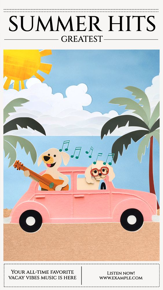 Summer songs playlist Facebook story template, editable design