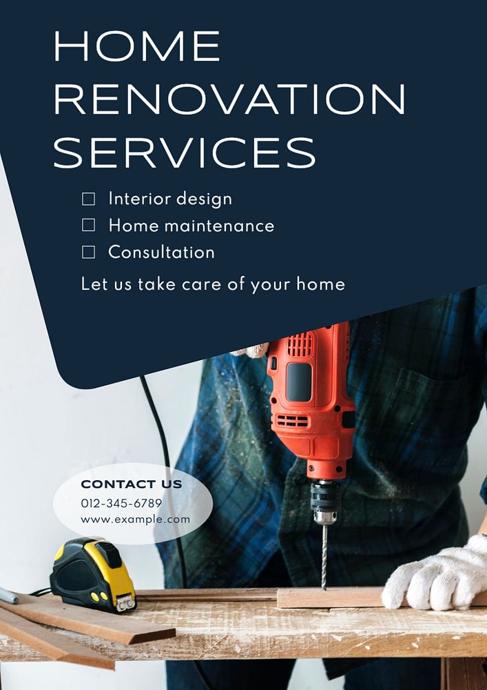 Home renovation service poster template, editable text and design