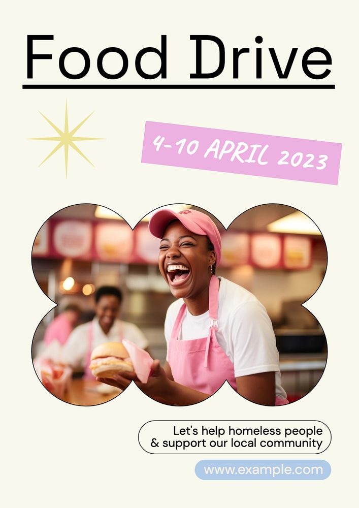 Food drive poster template, editable text and design