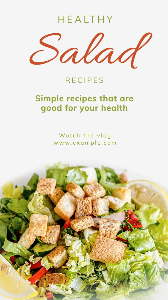 Healthy salad recipes Facebook story template, editable design