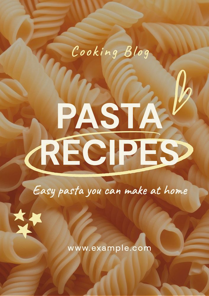 Pasta recipe poster template, editable text and design