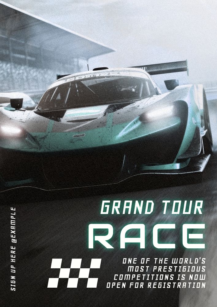 Car racing poster template, editable text and design