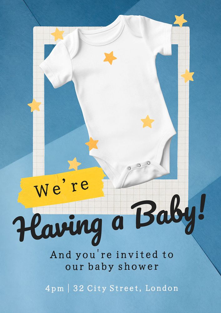 Baby shower poster template, editable text and design