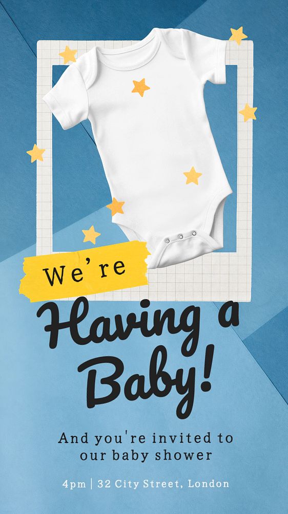 Baby shower Instagram story template, editable text