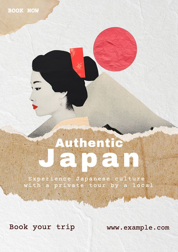 Authentic Japan poster template, editable text and design