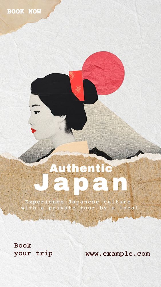 Authentic Japan Instagram story template, editable text