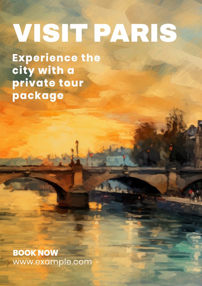 Paris private tour poster template, editable text and design