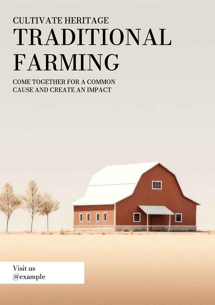 Traditional farming poster template, editable text and design