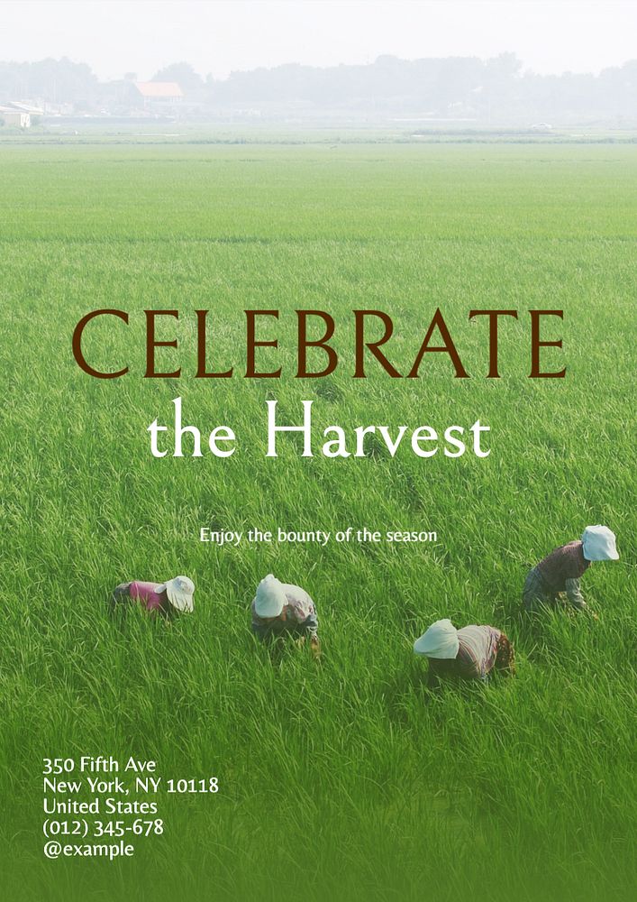 Harvest farm agriculture poster template, editable text and design