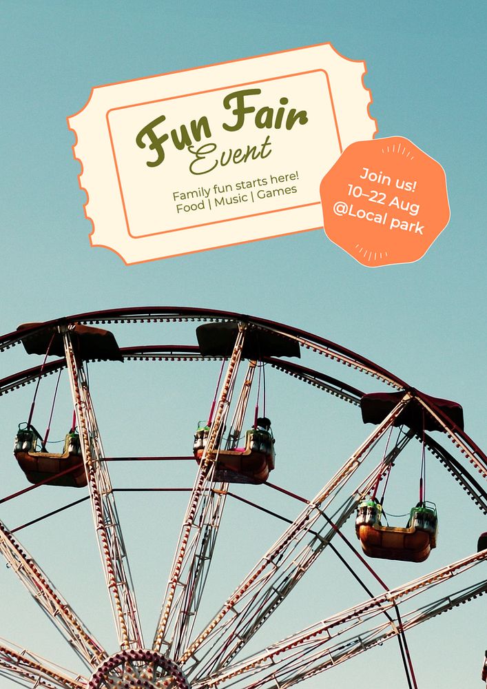 Fun fair  poster template, editable text and design