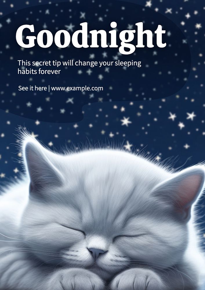 Good night poster template, editable text and design