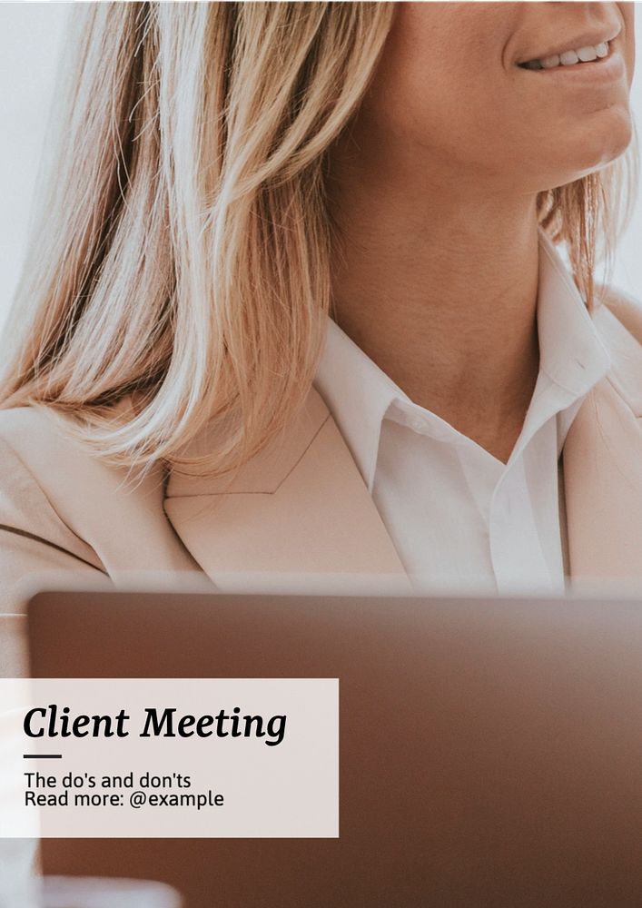 Client meeting poster template, editable text and design