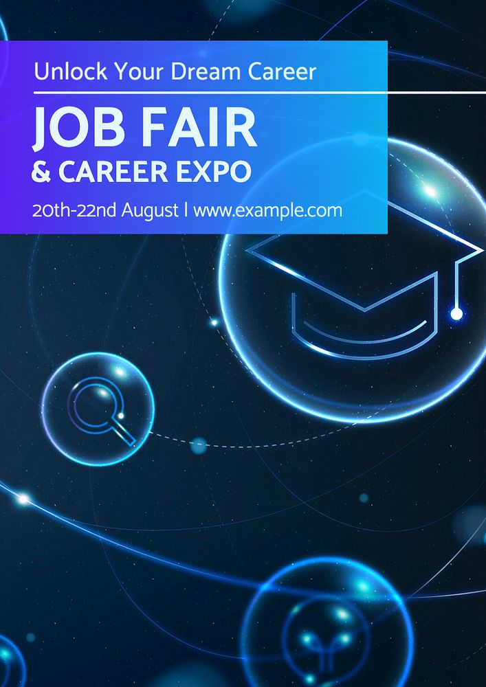 Job fair poster template, editable text and design