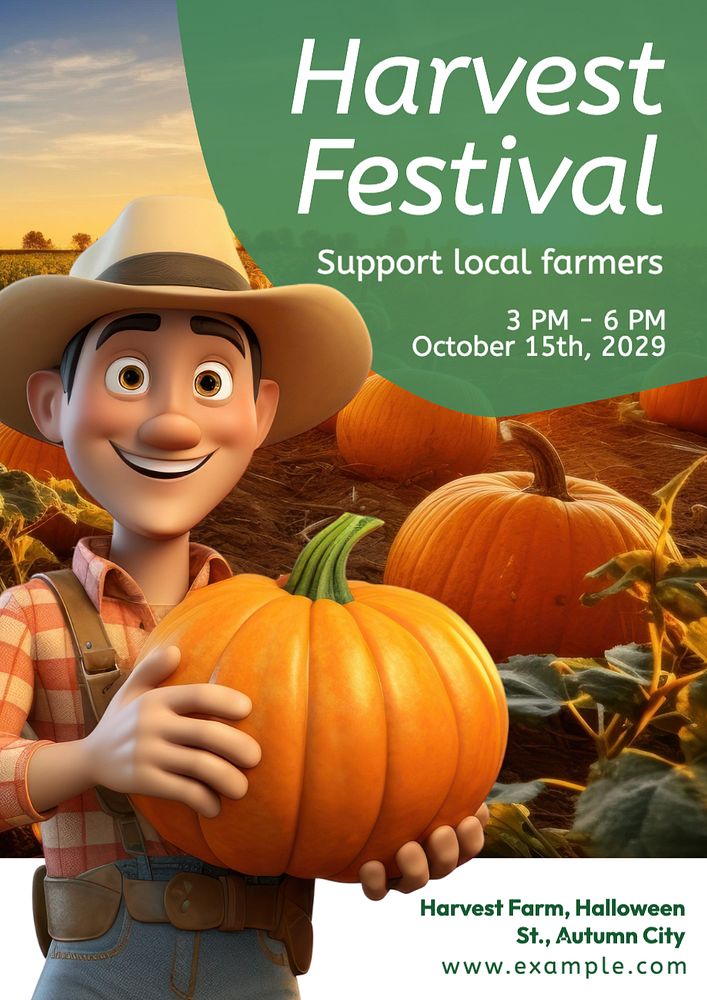 Harvest festival poster template, editable text and design