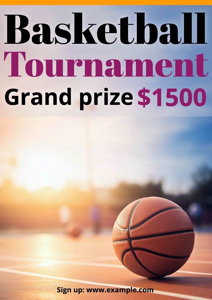 Basketball tournament poster template, editable text and design