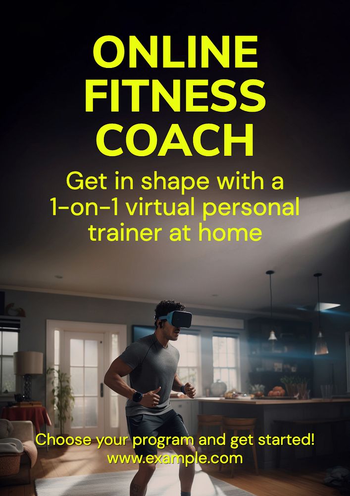 Online fitness coach poster template, editable text and design