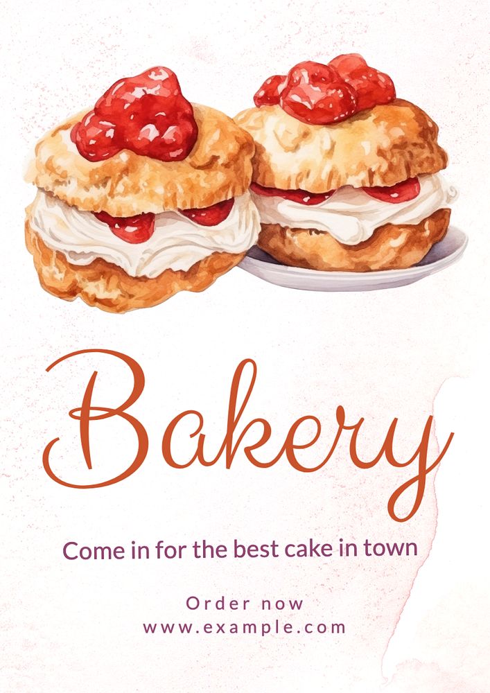 Bakery  poster template, editable text and design