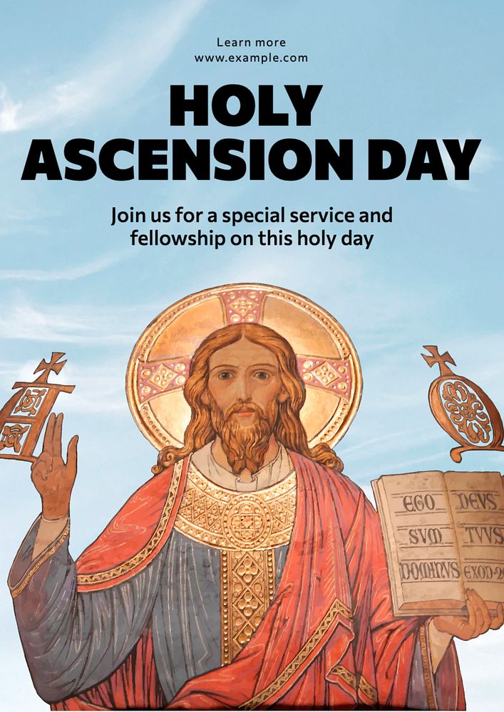 Holy ascension day poster template, editable text and design