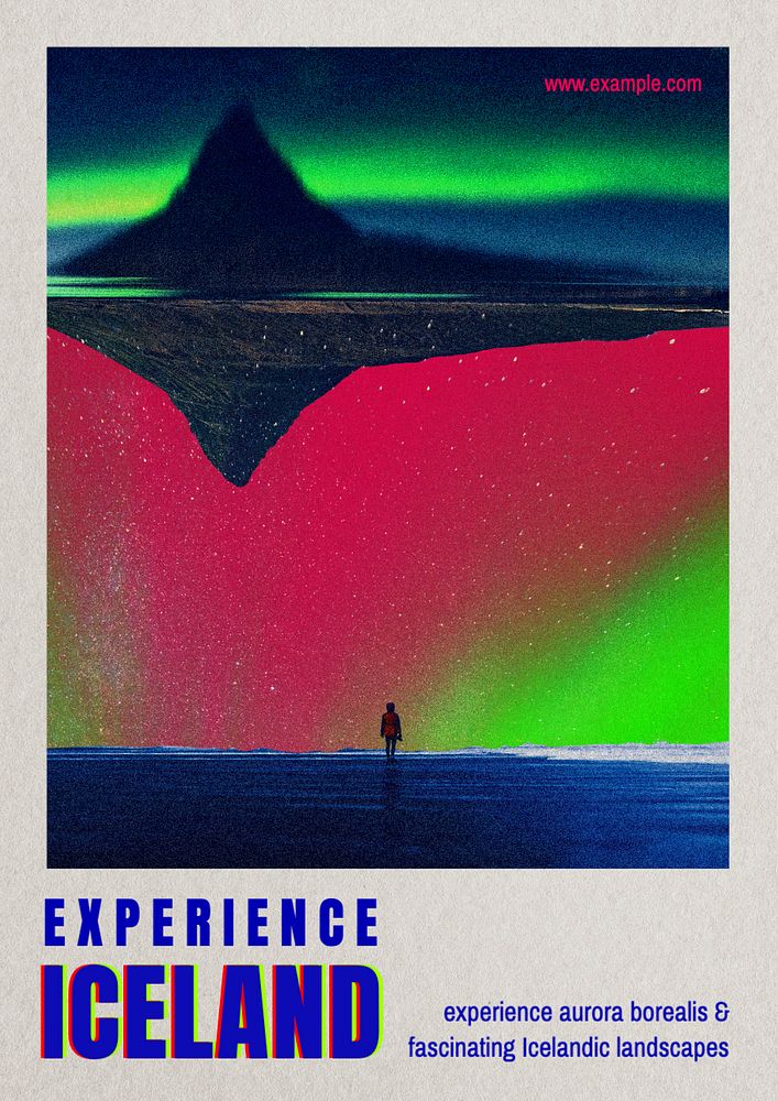 Iceland travel poster template and design