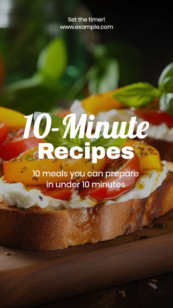 Quick food recipe Instagram story template, editable text