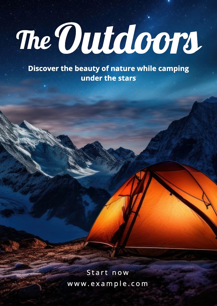 Outdoor camping poster template, editable text and design