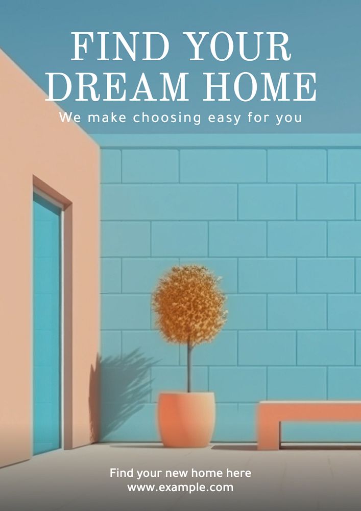 Dream home poster template, editable text and design