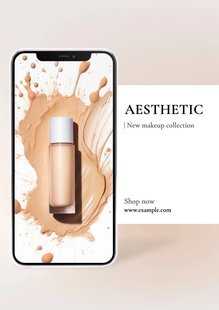 Aesthetic makeup poster template, editable text and design