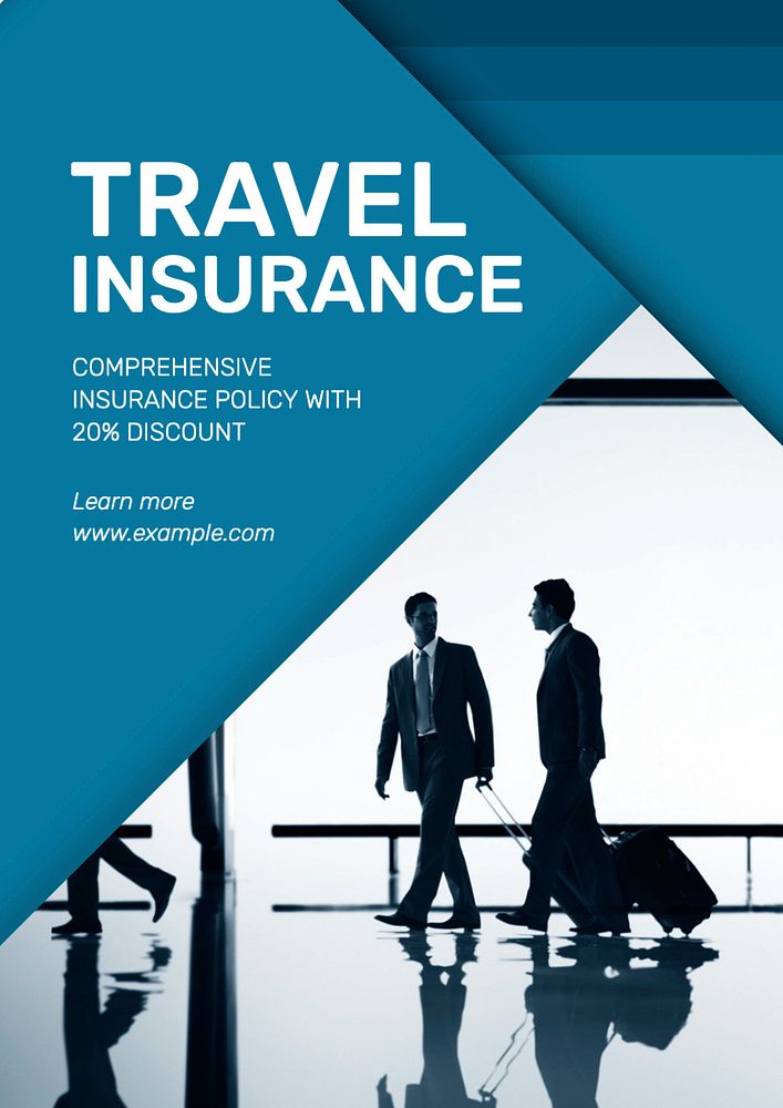 Travel insurance poster template, editable text and design