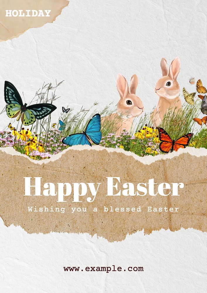 Happy Easter poster template, editable text and design