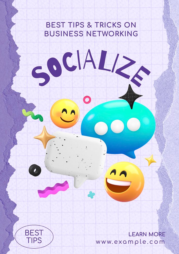 Socializing tips poster template, editable text and design